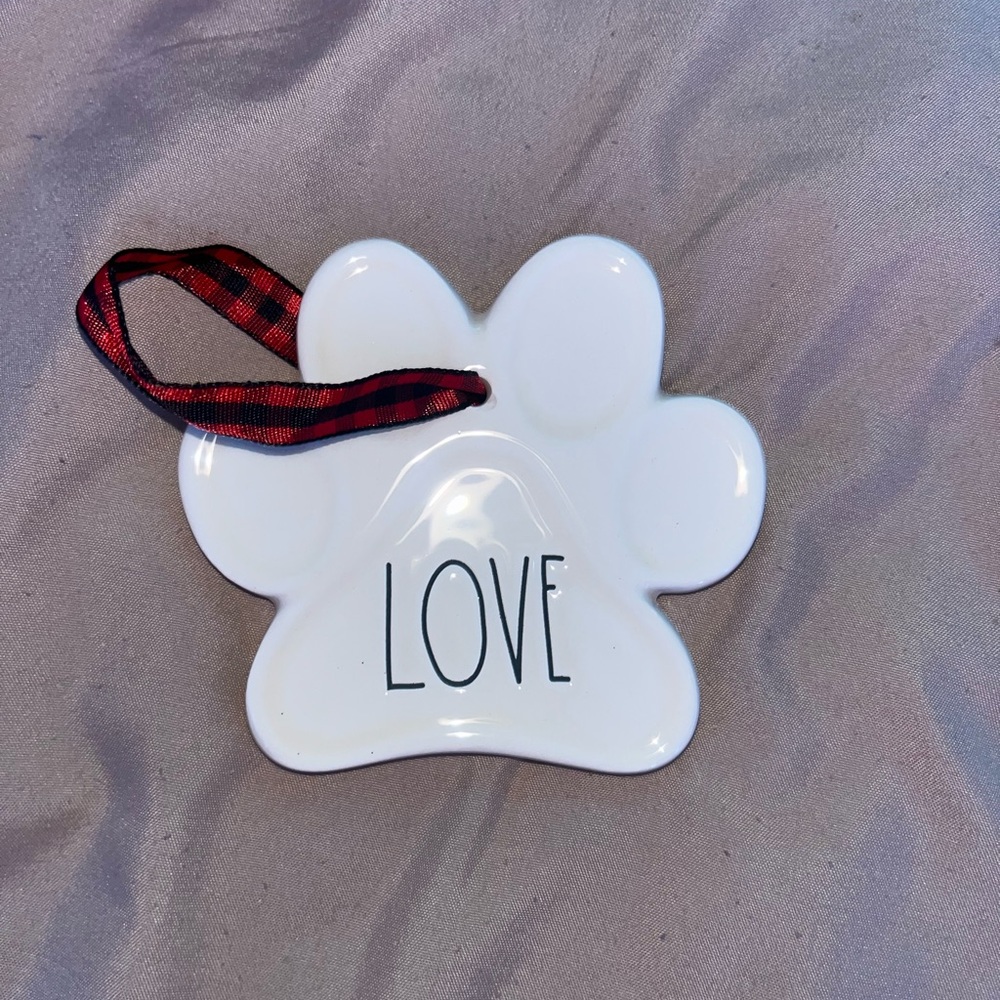 Rae Dunn Love Paw Print Ceramic Christmas Tree Ornament